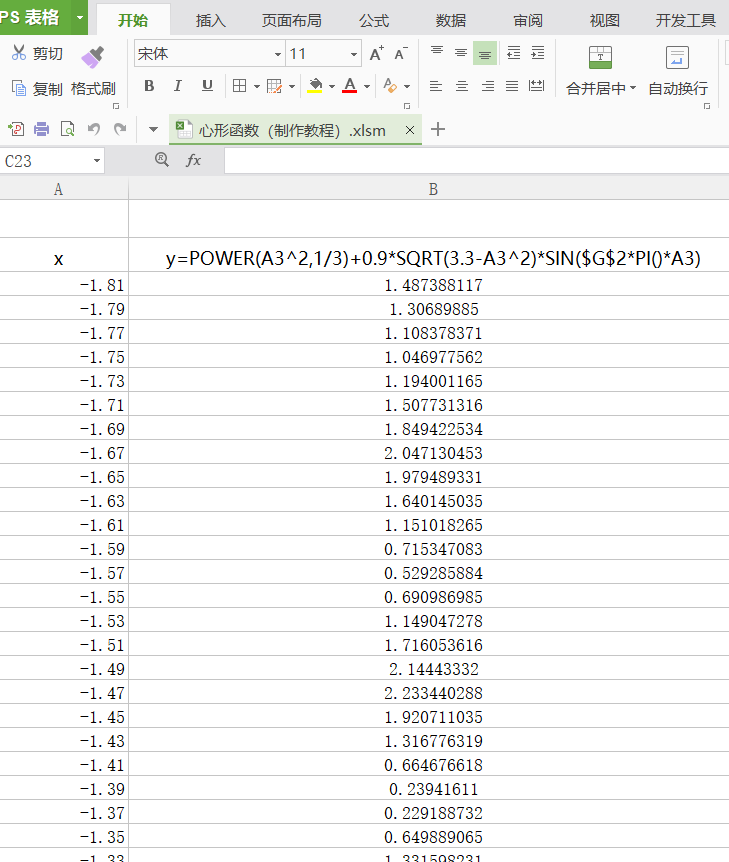 利用Excel 制作 抖音上的心形动态函数图像 ，可以用来表白哈