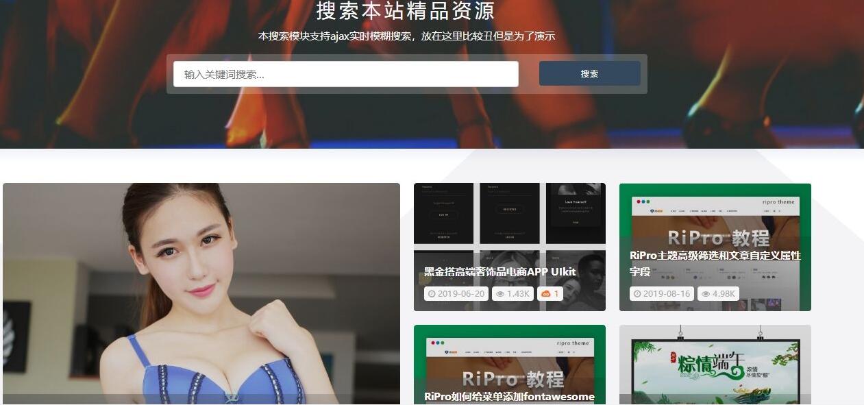 素材资源类主题源码分享下载 WordPress主题 RiPro v5.0高级付费素材资源类主题