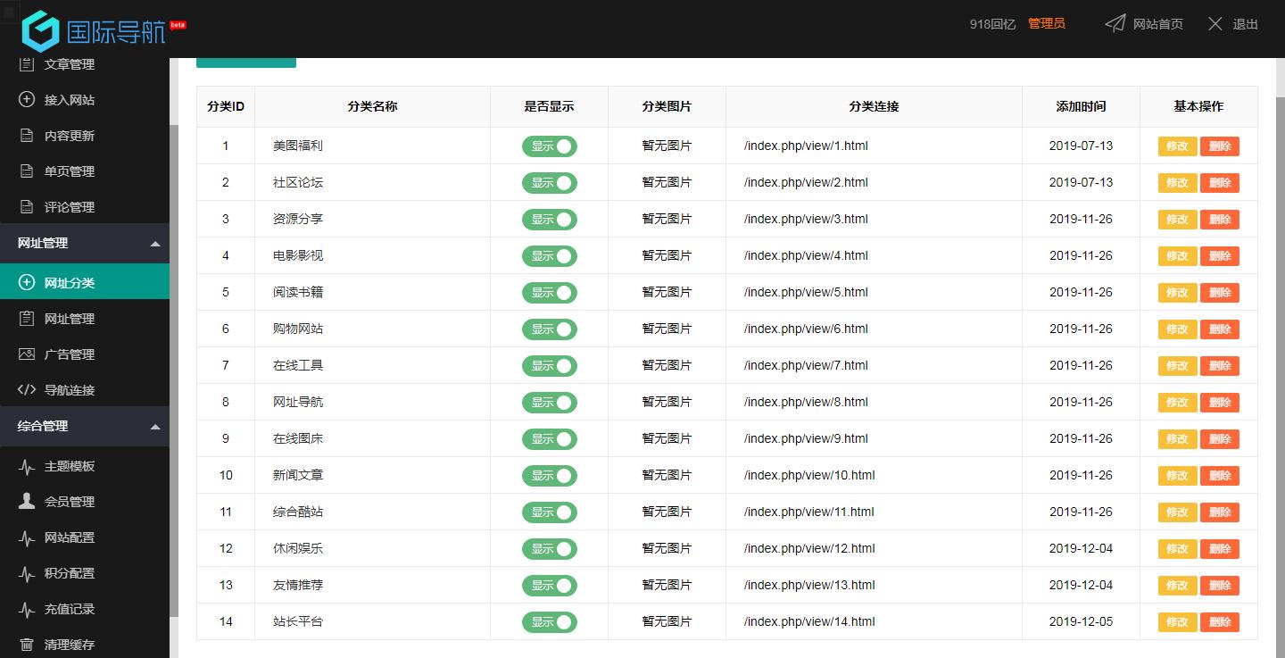 【全网首发】918国际导航免费分享一款简洁模板+整站程序+数据打包