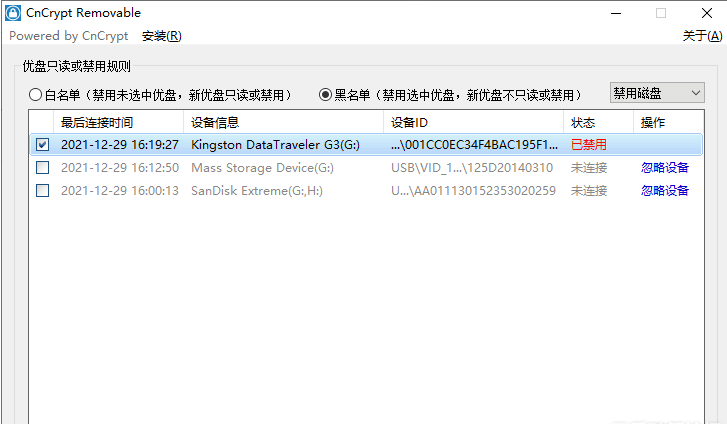 CnCrypt 优盘禁用，写保护工具，支持对指定优盘的禁用