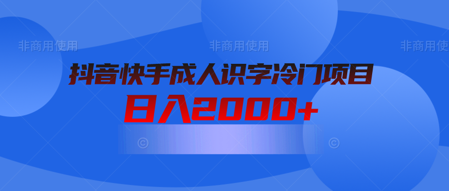 抖音快手成人识字冷门项目日入2000+