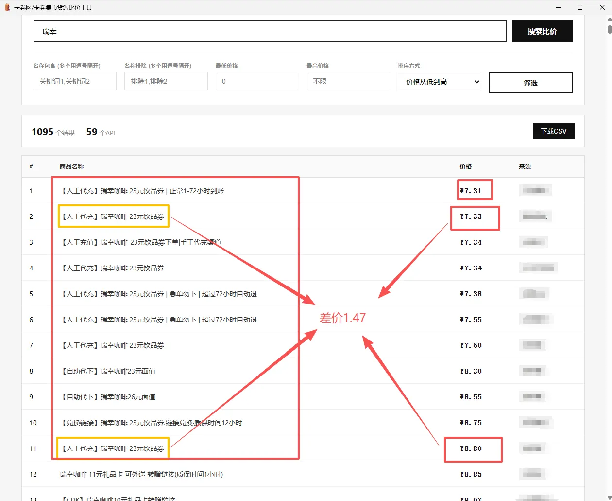 虚拟数字卡券一手货源一键比价软件工具